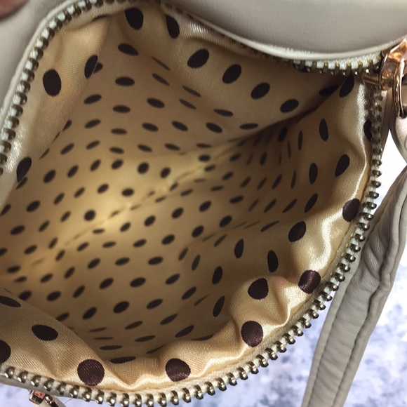 Melie Bianco Beige Sm. Shoulder Bag 7”W x 9”H w/24” Adjustable Shoulder Strap - Picture 6 of 12